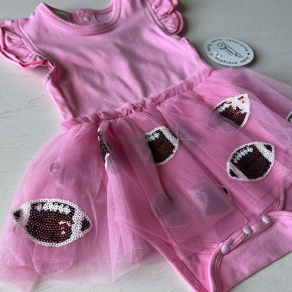 Sweet Wink Football Sequin Tutu Bodysuit Dress 0-3 3-6 12-18 months